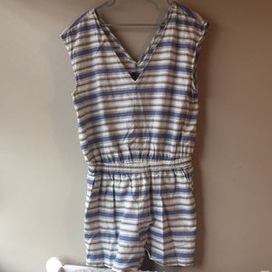 A.n.a white and blue stripe romper